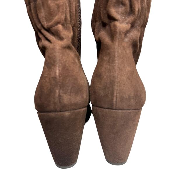 Seychelles Star of The Show Boots 10 Chocolate Suede Wedge Knee High Ruched - Picture 6 of 14